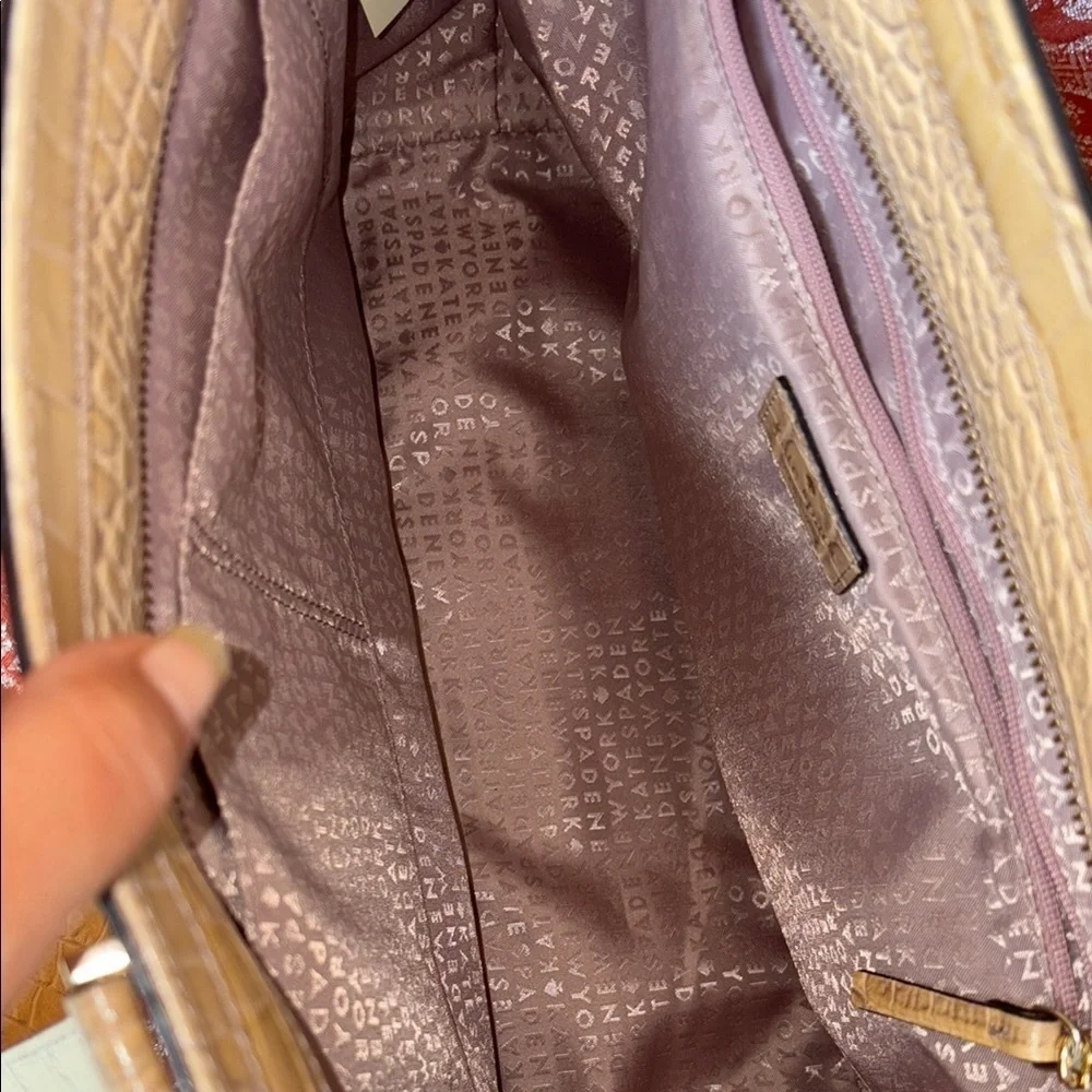 Kate Spade Beige Crocodile Embossed Bag